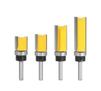 Broca de fresado 1/4 pulgada y 6 mm con vástago, borde al ras cojinete superior e inferior, plantilla hoja 3/4, fresa for madera, carpintero(4pcs 6.35mm shank)