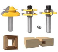 Broca de Fresadora, APlus 2x brocas de lengüeta y ranura + 1x broca de inglete a 45º, 3 Pcs fresas para Madera, Muebles de Bricolaje (1/2'' 12,7mm)