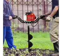 Broca de gasolina de 63 cm³, 3 CV, motor de 2 tiempos, 8 pulgadas, gasolina, taladro de estaca, taladro de jardín, para pozos y plantación, aluminio y acero