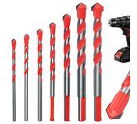 Broca de Hormigón Herramientas Manuales Metálicas Resistentes Multiuso | Juego de 7 Brocas Helicoidales para Vidrio y Madera para Cerámica Azulejo Ladrillo Madera Espejo Muebles Hogar