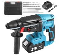Broca de martillo inalámbrica para Makita 18 V, velocidad sin escobillas, taladro de martillo giratorio continuo con 6 piezas, martillo giratorio sin escobillas 3 en 1
