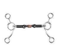 Broca de mordaza de acero inoxidable de primera calidad con boca de acero negro e incrustaciones de cobre, ideal para entrenamiento ecuestre, anillo suelto, mejilla completa