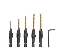 Broca de perforación de camisón 5 piezas Hex Hex Shank HSS Woodworking Terrating Tool Kit para madera de plástico suave de metal suave