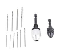 Broca de Perforación sin Llave de 2 Piezas, Convertidor de Adaptador de Bits Hexagonal de 1/4 Pulgadas de 1/4 Pulgadas con Ejercicios de 10pcs Adecuados para Mantenimiento