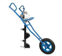 Broca de tierra de gasolina 63 CC 2,2 kW de 2 tiempos, mezcla de combustible, relación 25:1, taladro de tierra con 2 asas, carretilla máx. 300 mm agujeros para uso en obras, granjas, jardines