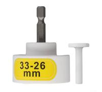 Broca eléctrica para máquina taponadora de botellas para sellar botellas, tamaño ajustable de 10-50 mm, adaptador de vástago hexagonal con compatibilidad versátil, plástico blanco Ca (26-33 mm)