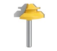 Broca enrutadora de 1/4 pulgadas, hoja de espiga cónica de 45 grados, cortador de pegamento for juntas de dedo Stile for herramientas eléctricas de carpintería, 1 unidad(Yellow)