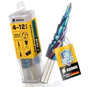 Broca escalonada de 4 a 12 mm de diámetro, 5 niveles, broca cónica para metal, HSS E Co 5%, yunque PowerStep 3 TiAlSiN Blue Nano Guard/acero, acero inoxidable, aluminio, plástico, cristal acrílico