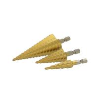 Broca escalonada de ranura recta con mango hexagonal, 3 uds., placa aluminio fina aleación, juego apertura orificio hierro, taladro Pagoda