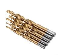 Broca escalonada en espiral HSS para carpintería de agujeros de bolsillo, tablero de partículas de madera MDF, hierro de aluminio suave, evacuación rápida de virutas, acabado dorado (8-4 mm)