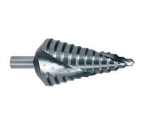 Broca escalonada HSS de alta velocidad, con varios diámetros y precisión, ideal para perforar metales y materiales duros.