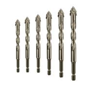 Broca hexagonal for cantero, vástago de 1/4, broca cruzada de acero de titanio, adecuada for perforar materiales duros como vidrio, cerámica, hormigón y ladrillo.(6Pcs-4-12mm)