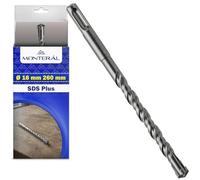 Broca Hormigon SDS Plus Ø 16 mm x 260 mm Fabricada en Acero y Carburo de Tungsteno - Broca para Hormigon se Puede Usar para Ladrillo Paredes Piedra Hormigón Armado - MONTERAL