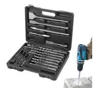 Broca para hormigón Cabezales para Cincelar Agujeros con Mango y Estuche | Brocas con estuche para granito, cerámica, porcelana, mármol, azulejo, piedra, ladrillo, hormigón y
