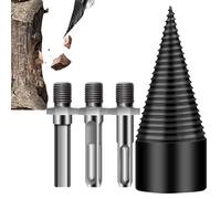 Broca para partir troncos - Partidor de troncos con tornillo de acero con 3 bielas | Cono para romper piedras 32mm 42mm 50mm | Taladro helicoidal para leña | Accesorio para taladro de corte de tron