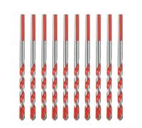 Brocas, 10 piezas de punta de carburo de 6 mm, herramienta de perforación multifuncional, perforación suave para cerámica, vidrio, madera, ladrillo, pared, metal, rojo y plateado