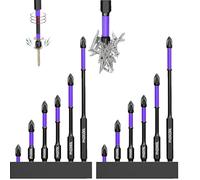 Brocas antideslizantes y a prueba de golpes D1 con puntas de destornillador Phillips, juego de 6/12 piezas de destornillador magnético Phillips para taladro de impacto de destornillador eléctrico (2