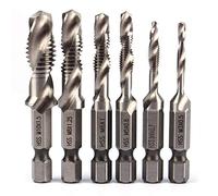 Brocas compuestas para machos con mango hexagonal, M10 HSS Taladro de vástago hexagonal de 1/4 pulgadas y brocas cónicas para machos, pieza de herramienta eléctrica para metal blando, aluminio, hierro