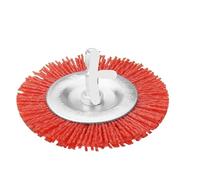 Brocas de cepillo de alambre en forma de copa, Rueda de cepillo vaso abrasivo nailon for herramienta rotativa taladro, color rojo, varios tamaños, vástago 1/4 pulgadas(75mm T type)