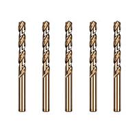 Brocas de cobalto de 8 mm, M35 HSS Gold Cobalt Metal Jobber Length Juego de brocas helicoidales para metal duro, acero inoxidable, hierro fundido (5/16 pulgadas (5 piezas)