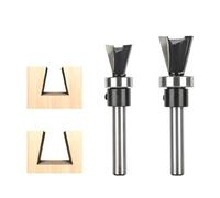 Brocas de cola de milano de 6 mm, 6,35 mm y 8 mm con cojinete inferior for fresadora de carburo for carpintería, fresa frontal de madera(2pcs 6mm Black)