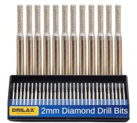 Brocas de diamante de 2 mm para joyería de playa o mar, conchas de cristal, punta de fresa de 1/8 pulgadas, vástago de Dremel compatible con rebabas lapidario de 30 piezas