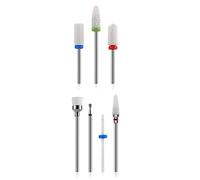 Brocas de Pulido de Manicura de Cerámica, Cabezal de Molienda de Uñas 7pcs Multifuncional con Base Azul para Pulir para Tallar Uñas