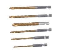 Brocas Helicoidales HSS con Revestimiento de Ti, Broca Dentada Helicoidal de 1/4 Pulgadas, Herramienta de Perforación de Sierra de Agujero de Vástago Hexagonal de 3mm, 4mm, 5mm,