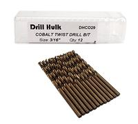 Brocas helicoidales M35 de acero cobalto de 3/16 pulgadas para metal duro, acero inoxidable, paquete de 12