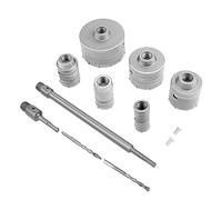 brocas multiuso Robust Line MultiConstruction 35 mm, 40 mm, 50 mm, 65 mm, 82 mm, 110 mm, con broca de guía, vástago de 350 mm, vástago de extensión SDS Plus de 300 mm