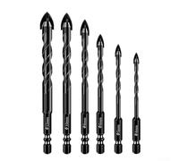 Brocas multiusos de 4 flautas para hormigón, bloque, madera, para azulejos de vidrio y plástico, juego de herramientas de 6 piezas