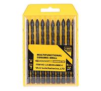 Brocas Negro Ángulo cruzado Punta de lanza Mango hexagonal Concreto Cerámica Broca Azulejo Ladrillo Vidrio Plástico Madera 10 piezas