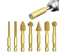 Brocas para gemas - Juego de fresas rotativas de carburo de 7 piezas con vástago hexagonal | Brocas de grabado de precisión para metal, madera, resina y acrílico | Revestimiento de esmeril du