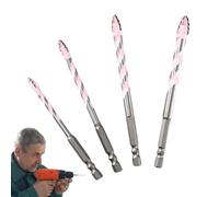 Brocas Para Hormigón - Brocas Excéntricas Aserradas Juego De 4 - Puntas Endurecidas de 4 Canales para Metal Vidrio Pladur Cerámica Porcelana y Más Materiales