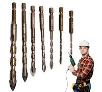 Brocas para hormigón, mampostería, mampostería, piedra, juego de 7 brocas de precisión de alto rendimiento, para madera, cerámica, mármol, aluminio, granito, con función de