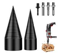 Brocas para Leña, 32mm+42mm Broca Divisora de Leña con 4 Mangos de Taladro, Cortador de Troncos, Taladro de Cono para Partir Troncos de Madera para Hogar