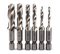 brocas para rosca HSS macho de roscar Punto espiral Perno métrico Brocas M3 M4 M5 M6 M8 M8 M10 6pcs/set Herramientas de mano, HPiano vástago hexagonal Mástil 1/4 "Derecha Tornillo roscado