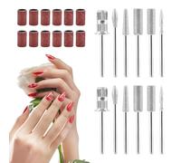Brocas para uñas, juego de 24 brocas con banda de lijado para arte acrílico, manicura y pedicura, limas de uñas de cristal, brocas de uñas perfectas para salones de uñas y belleza