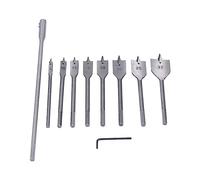 Brocas Planas para Pala, Juego de Brocas para Madera con Vástago de 1/4 Pulgadas, Versátil, Larga Vida útil, 8 Tamaños para Carpintería, 10 Piezas