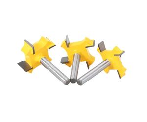 Brocas tipo T con vástago de 6mm y 6,35mm, juego enrutador rodamiento for fresado ranuras madera, brocas for tallar, herramienta for carpintería, 3 uds(3PCS 0.25in shank)