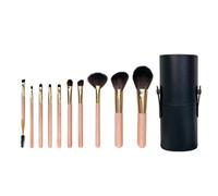Brocha Base Maquillaje Juego De 10 Brochas De Maquillaje For Corrector, Sombra De Ojos, Rubor Y Contorno Del Rostro Brocha Maquillaje Fluido(Pink-With brush bucket)