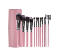 Brocha Base Maquillaje Juego De 12 Brochas De Maquillaje Con Estuche Adecuado For Base, Sombra De Ojos, Contorno Brocha Maquillaje Fluido(Pink)