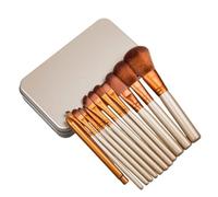 Brocha Base Maquillaje Juego De 12 Brochas De Maquillaje Con Estuche De Hierro For Brochas De Maquillaje De Contorno De Ojos Y Rostro Brocha Maquillaje Fluido