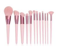 Brocha Base Maquillaje Juego De 12 Brochas De Maquillaje De Color Rosa, Brochas For Polvos Sueltos, Brochas For Rubor, Herramientas De Belleza Brocha Maquillaje Fluido