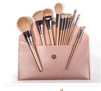 Brocha Base Maquillaje Juego De 12 Brochas De Maquillaje For Base, Sombra De Ojos Y Contorno Facial Brocha Maquillaje Fluido(Gold-Brush Pack)