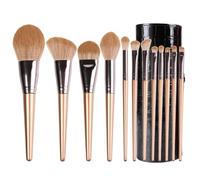 Brocha Base Maquillaje Juego De 12 Brochas De Maquillaje For Base, Sombra De Ojos Y Contorno Facial Brocha Maquillaje Fluido(Gold-Brush Bucket)