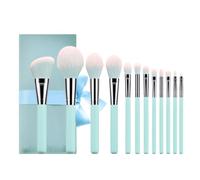 Brocha Base Maquillaje Juego De 12 Brochas De Maquillaje For Rubor, Contorno, Base, Corrector, Sombra De Ojos, Brocha De Maquillaje Brocha Maquillaje Fluido(Green-With brush bag)