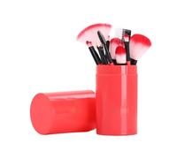 Brocha Base Maquillaje Juego De 12 Brochas De Maquillaje For Sombras De Ojos, Rubor Y Contorno Facial Brocha Maquillaje Fluido(Rot)