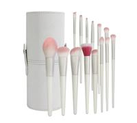 Brocha Base Maquillaje Juego De 14 Brochas De Maquillaje, Brocha For Rubor, Brocha For Contorno, Brocha For Maquillaje Facial Brocha Maquillaje Fluido(White-Brush bucket)
