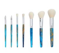 Brocha Base Maquillaje Juego De 7 Brochas De Maquillaje De Color Azul, Aptas For Brochas De Ojos Y Brochas De Contorno Facial Brocha Maquillaje Fluido